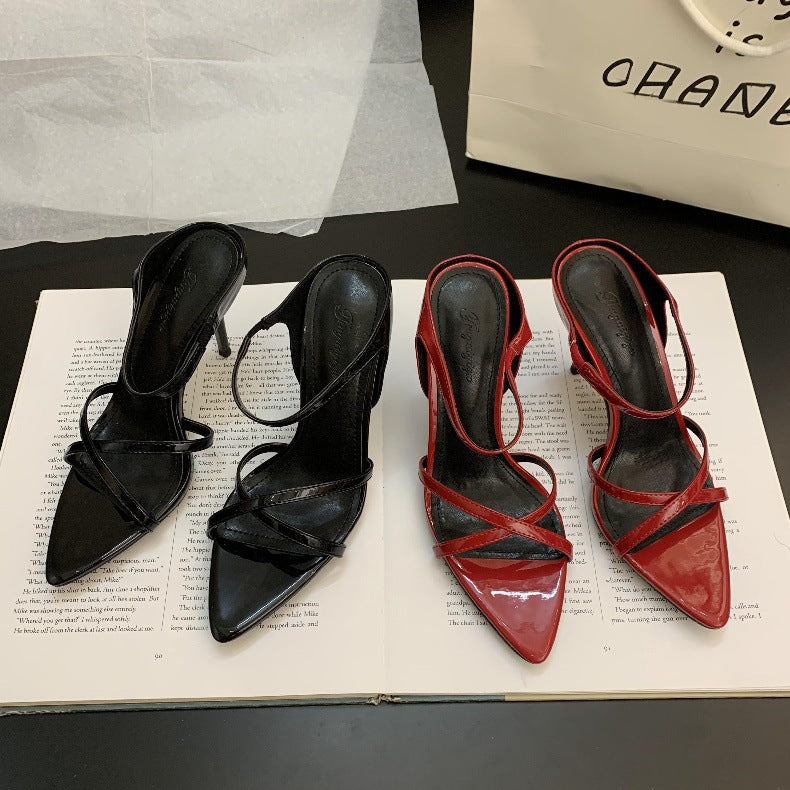 Wine Red Women's High Heels Stiletto Sandals