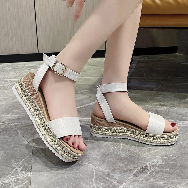 Spring And Summer Women's Rope Bottom Platform Sandals