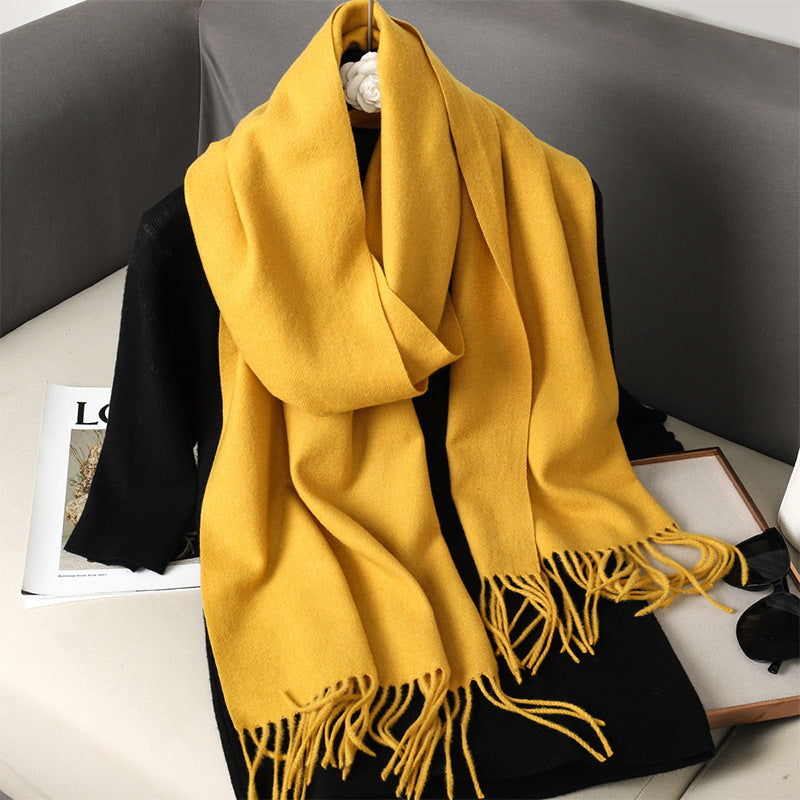 Solid Color Maillard Scarf Cashmere-like Women Warm Shawl