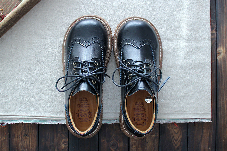 Literary Retro Small Leather  Women's Shoes