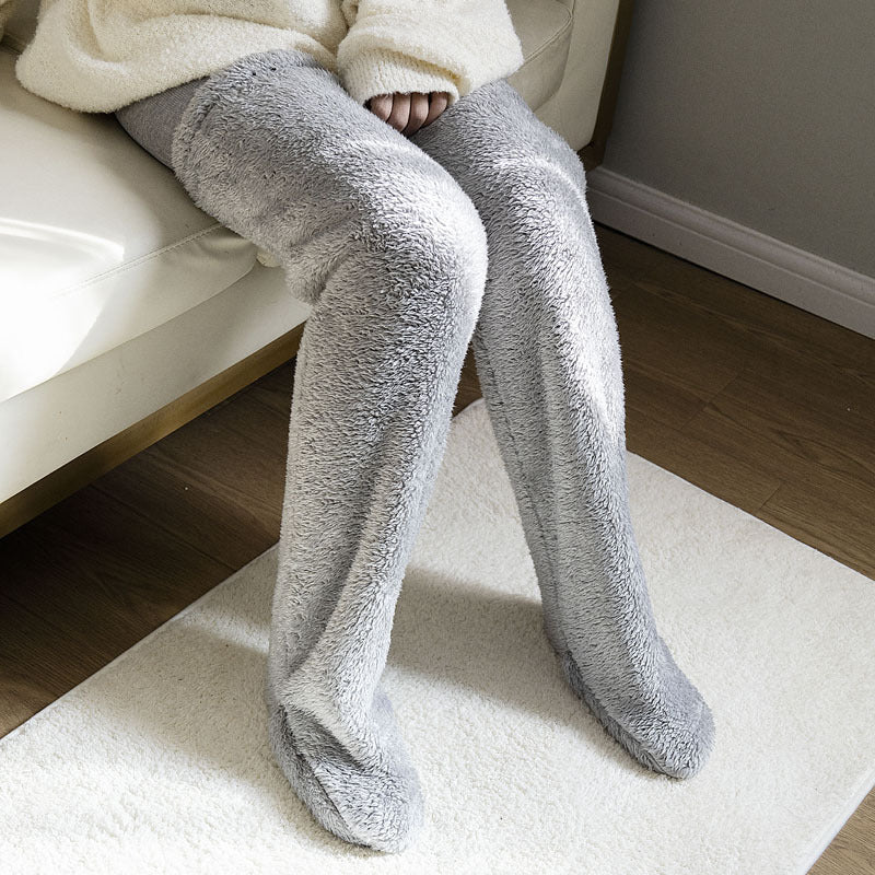 Insulated Thigh-high Socks With Knee Warmers For Extra-thick Knee Joint Protection