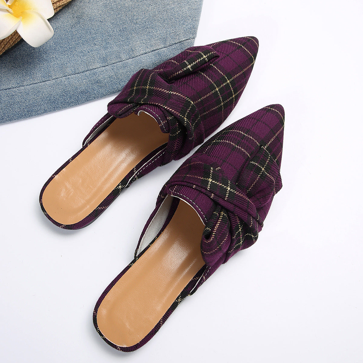 Summer Pointed Flat Semi Slippers