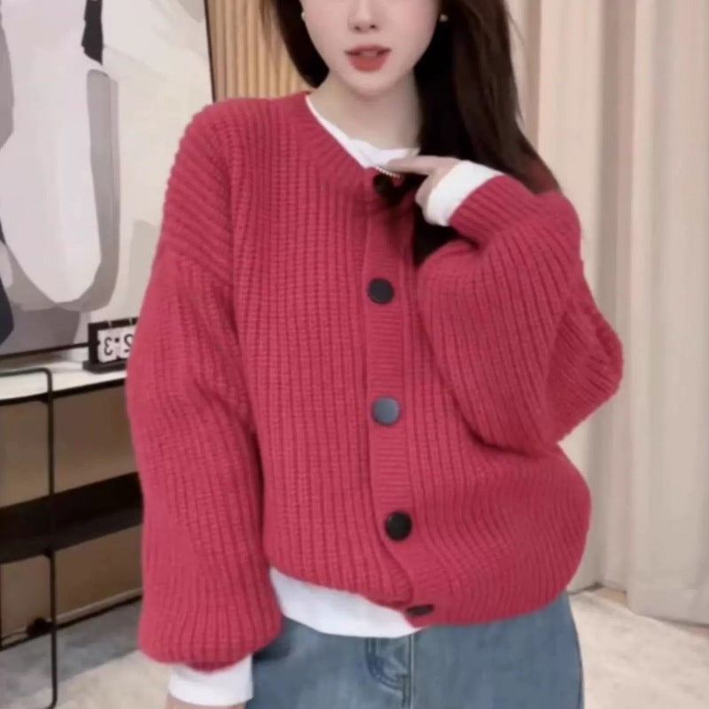 Lazy And Loose Figure Flattering Knit Cardigan Sweater