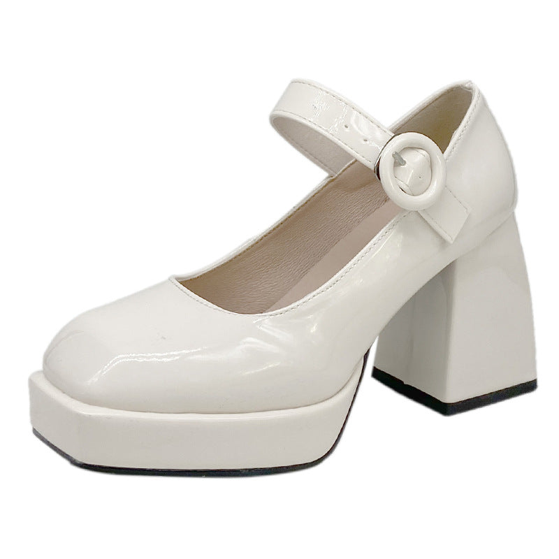 Thick Heel With One Word Hot Girl JK Uniform Shoes