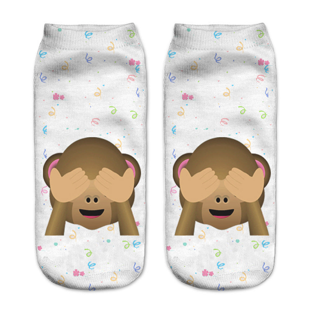Printed Female Socks Owl Pattern Animal 3D Printed Short Socks