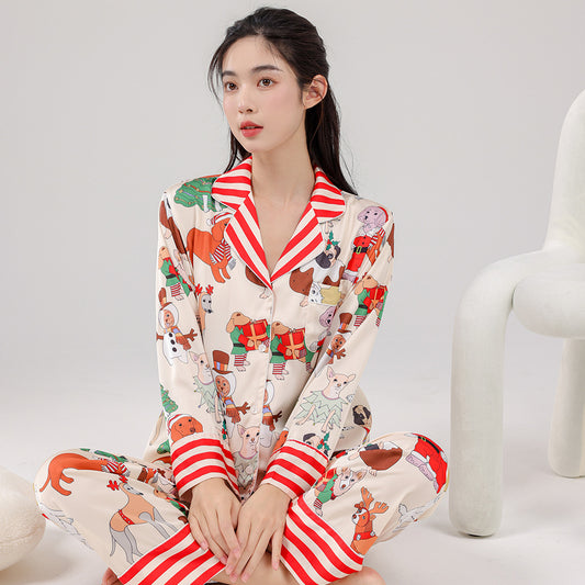 New Autumn Pajamas Women's Ice Silk Puppy Homewear