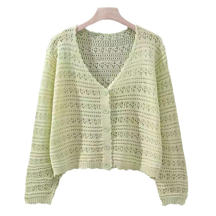 Loose Hollow Knitted Air Conditioning Shirt