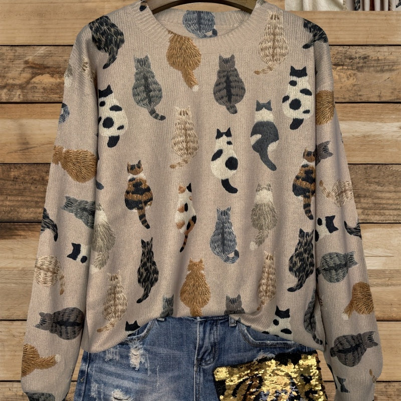 Women's Printed Pullover Round Neck Thick Striped Sweater