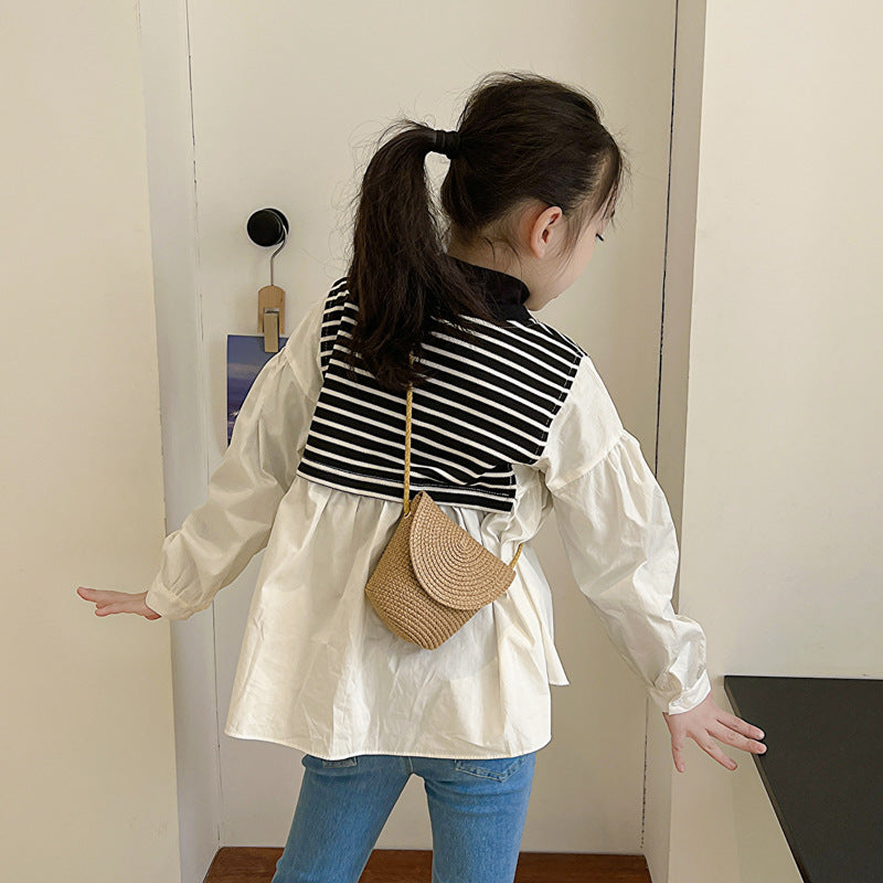 Stråtaske Skuldertaske Crossbody i Fransk Stil