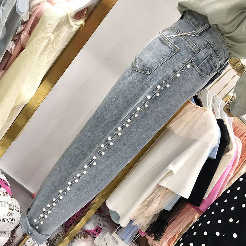 Women's Loose Wide-legged Slim And Versatile Straight-leg High-waist Jeans