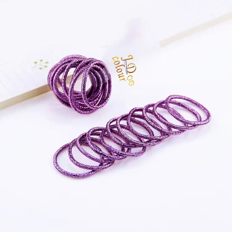 10-pack High Elastic Shiny Children's Thumb Rubber Band Gold Leaf Hair Band Accessories
