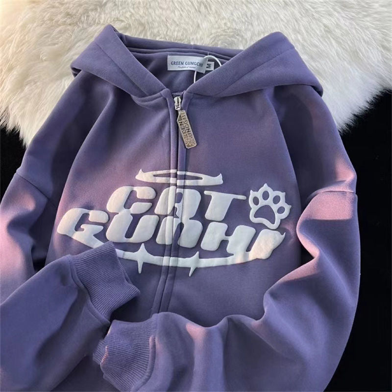 Winter Fleece-lined Thickened Magic Horn Hooded Sweater Women