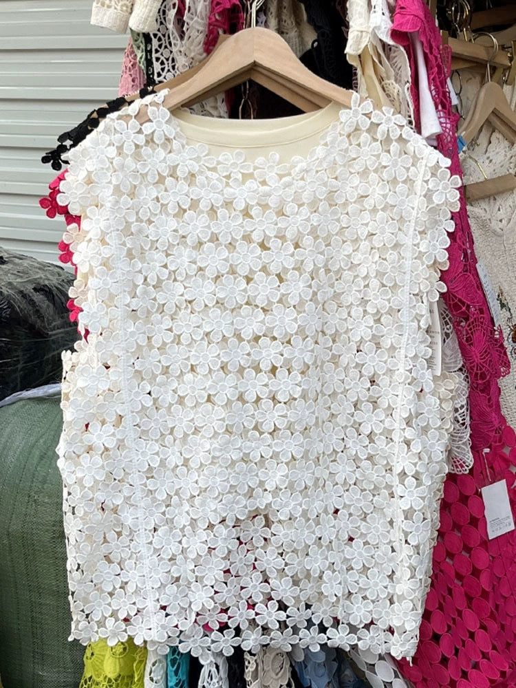 Vest Western Style Top Small Hollow Crocheted Lace Vest