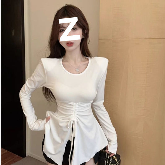 Womens Drawstring Long-sleeve Base Layer Top