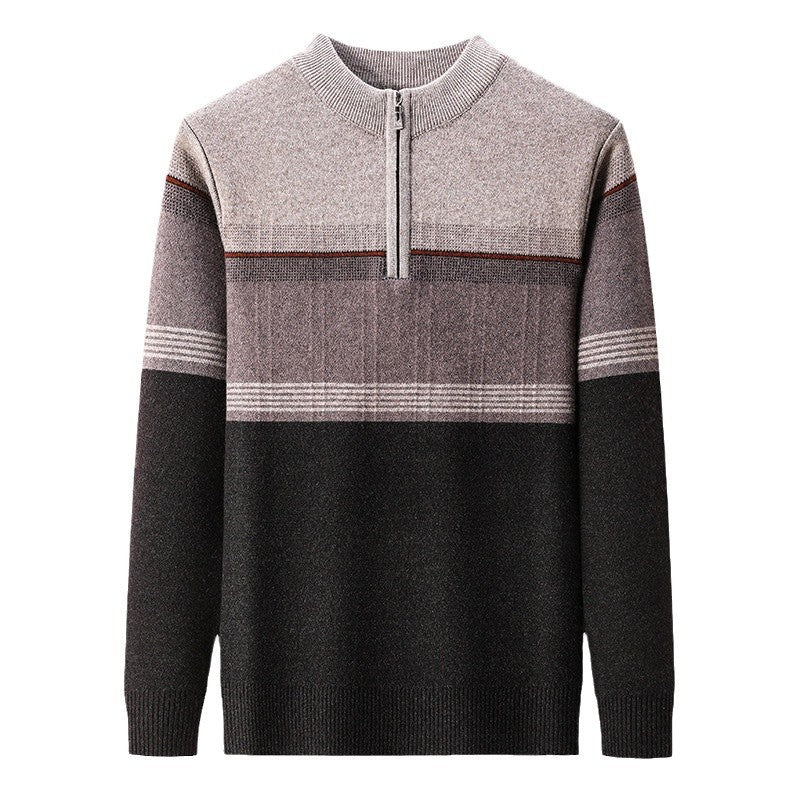 Zipper Collar Sweater Men's Thickened Long-sleeved Sweater