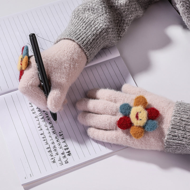 Winter New Children's Gloves Sable All Fingers Cute