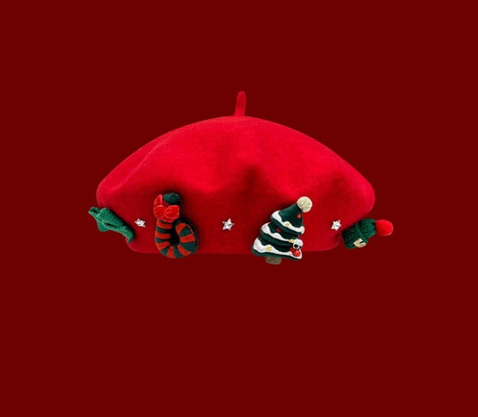 Christmas Atmosphere Beret Children's Autumn And Winter Sweet Wool