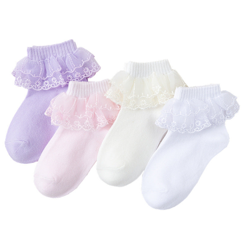 Mid Tube Winter Lace Atin Dance Princess Socks