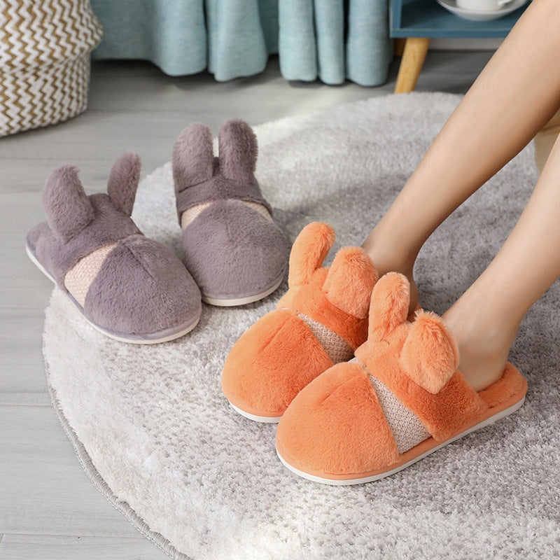 Household Thickened Rabbit Fur Indoor Home Confinement Slippers
