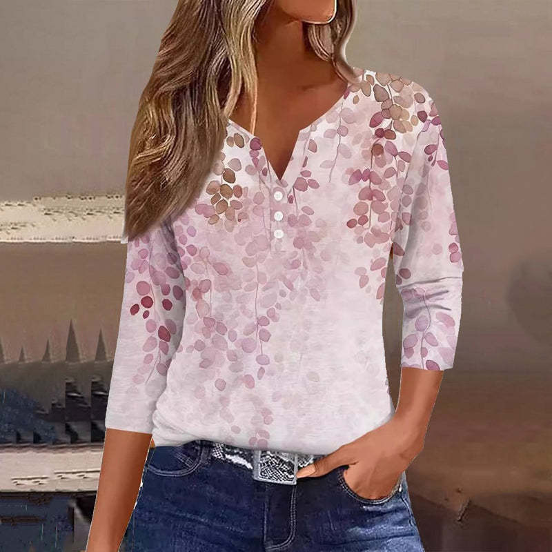 European And American Sweet Casual T-shirt 3D Digital Top