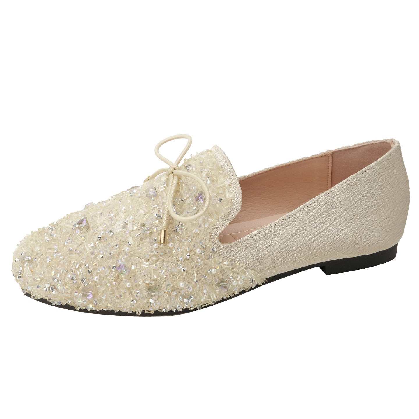Rhinestone Square Head Pumps Women's Flat Low-cut All-match