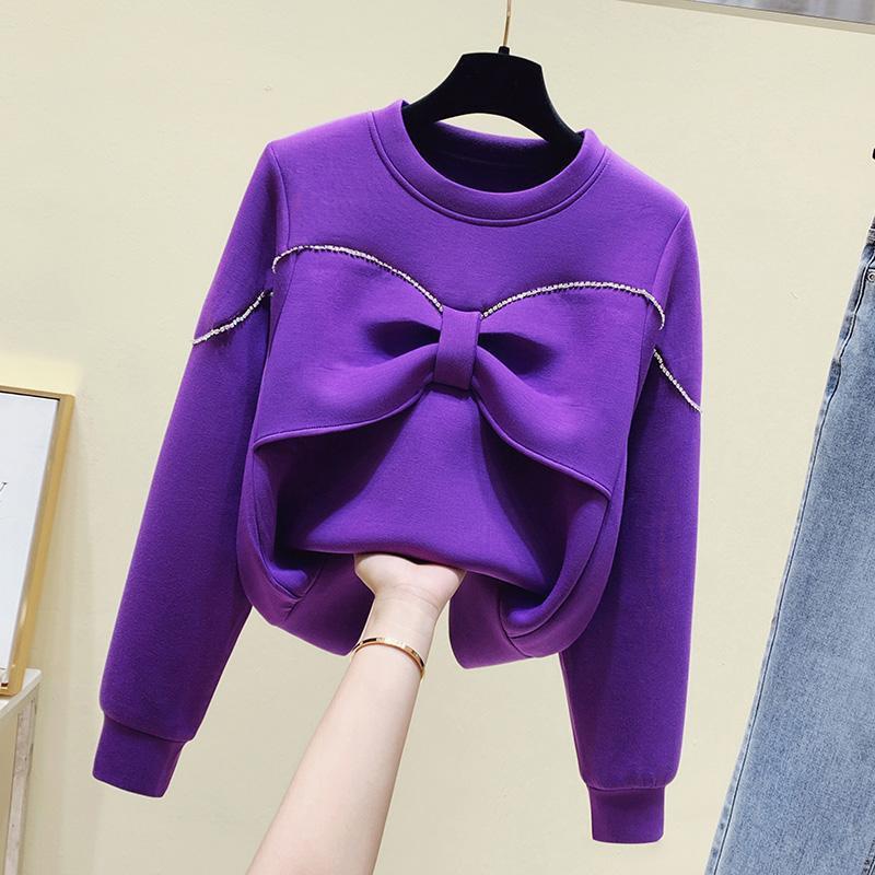 Moderigtig all-match rundhalset sweater med diamant-sløjfe