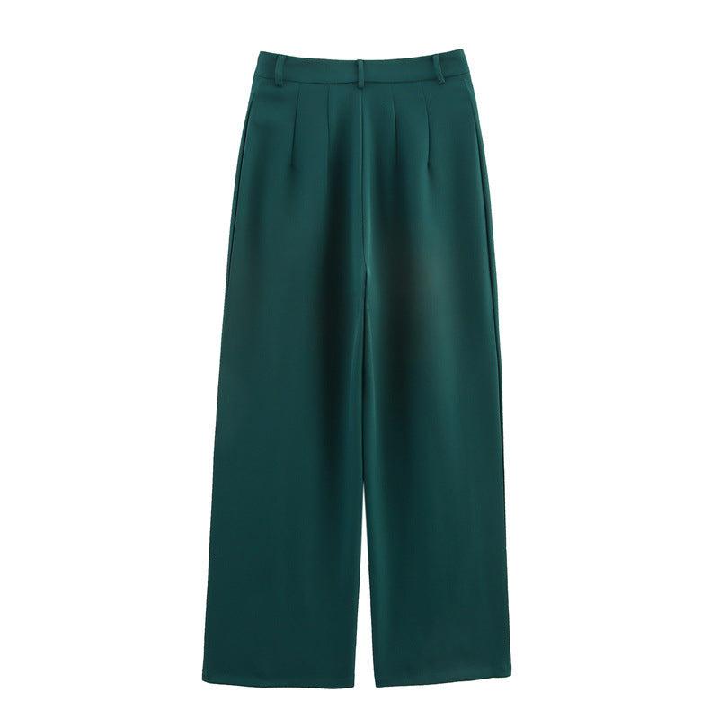 European And American Straight High Waist Slimming Solid Color Casual Pants Trousers