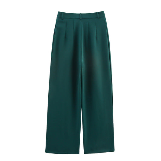 European And American Straight High Waist Slimming Solid Color Casual Pants Trousers