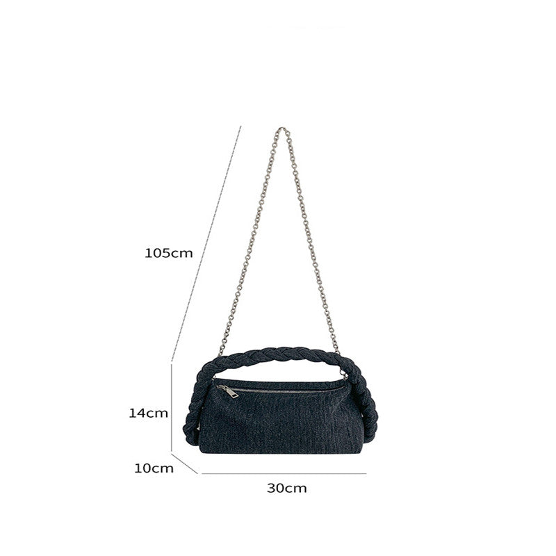New Hand Woven Denim Shoulder Bag
