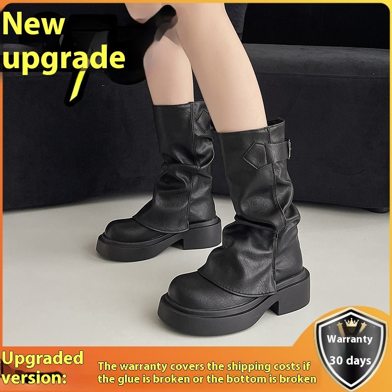 Fashionable All-matching Summer New Height Increasing Belt Buckle Boots