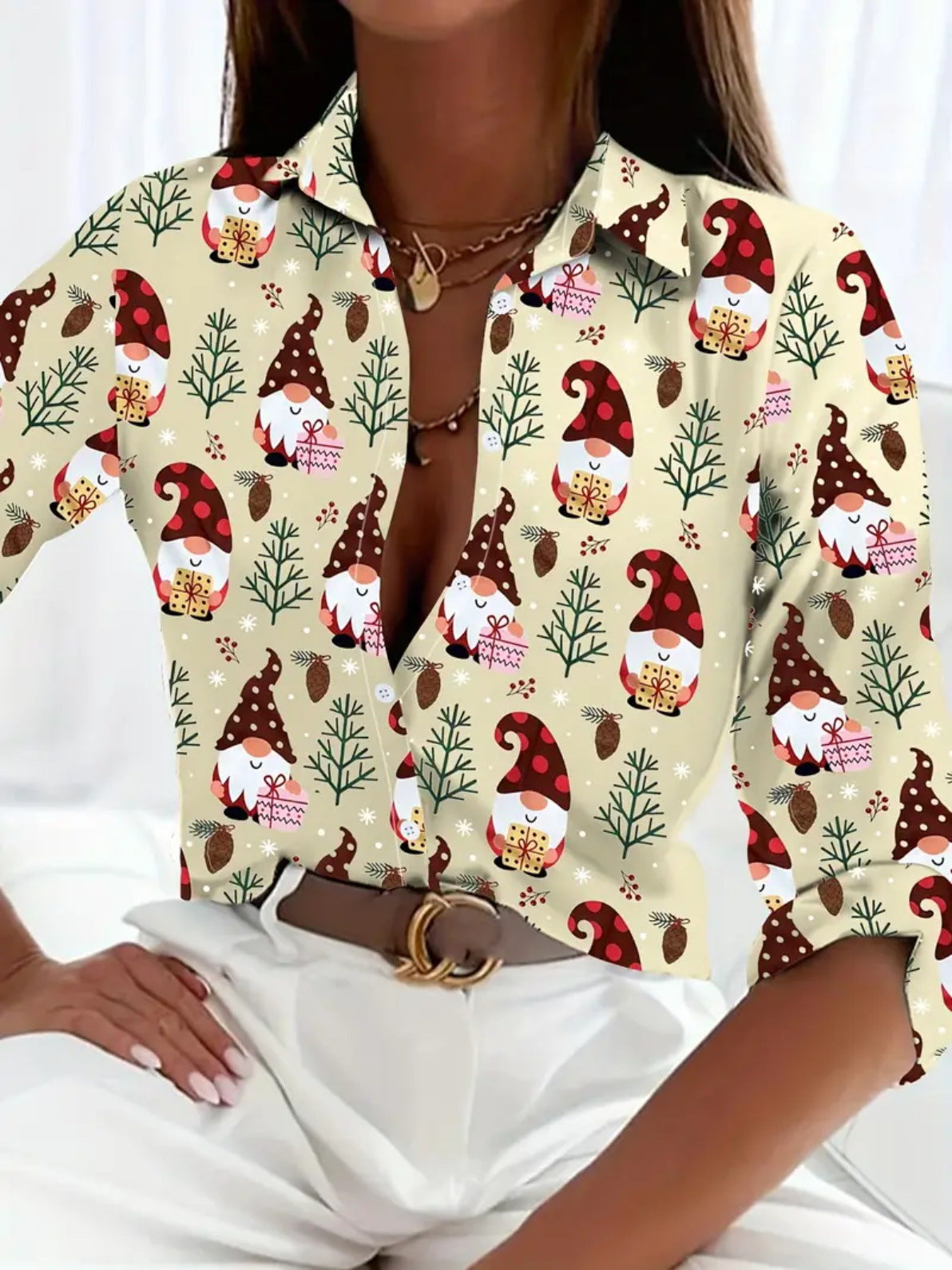 Versatile, High-quality Womens Long-sleeve Christmas Shirt