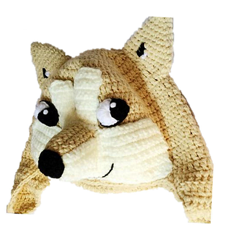 Pure Hand Knitted Dog Three-dimensional Hat
