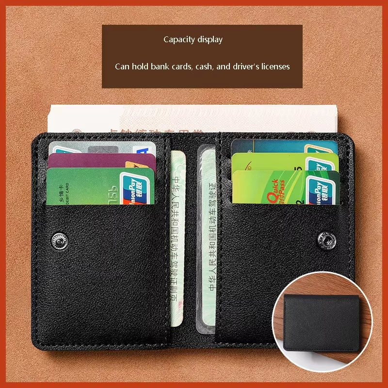 2025 New Women'S Wallet Simplified Folding Button Small Wallet Driver'S License Card Bag Male Student Soft Leather Wallet
