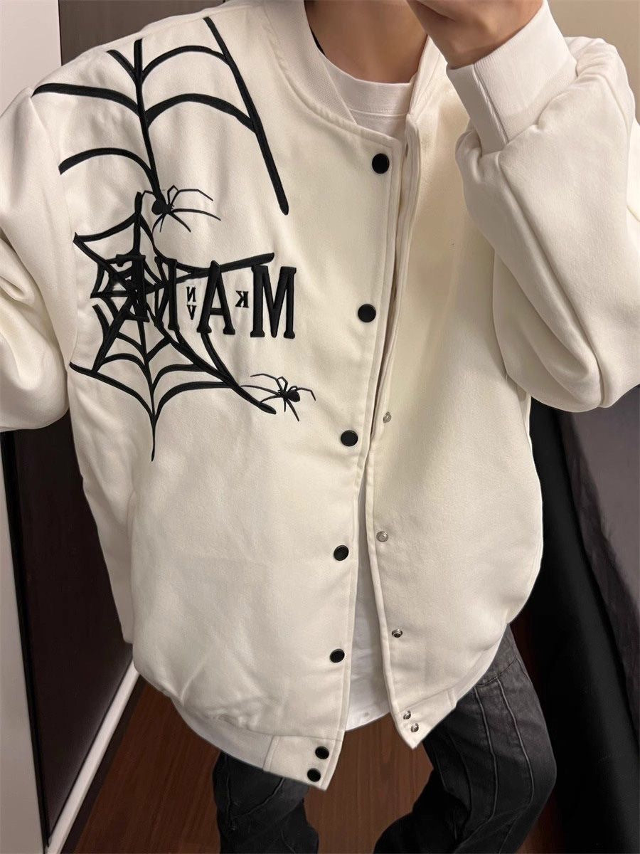 American Spider Web Embroidered Jacket Baseball Uniform