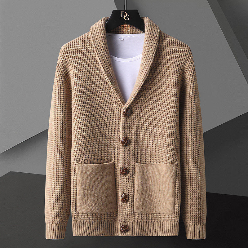 Lapel Button Cardigan Sweater Men's Korean Style
