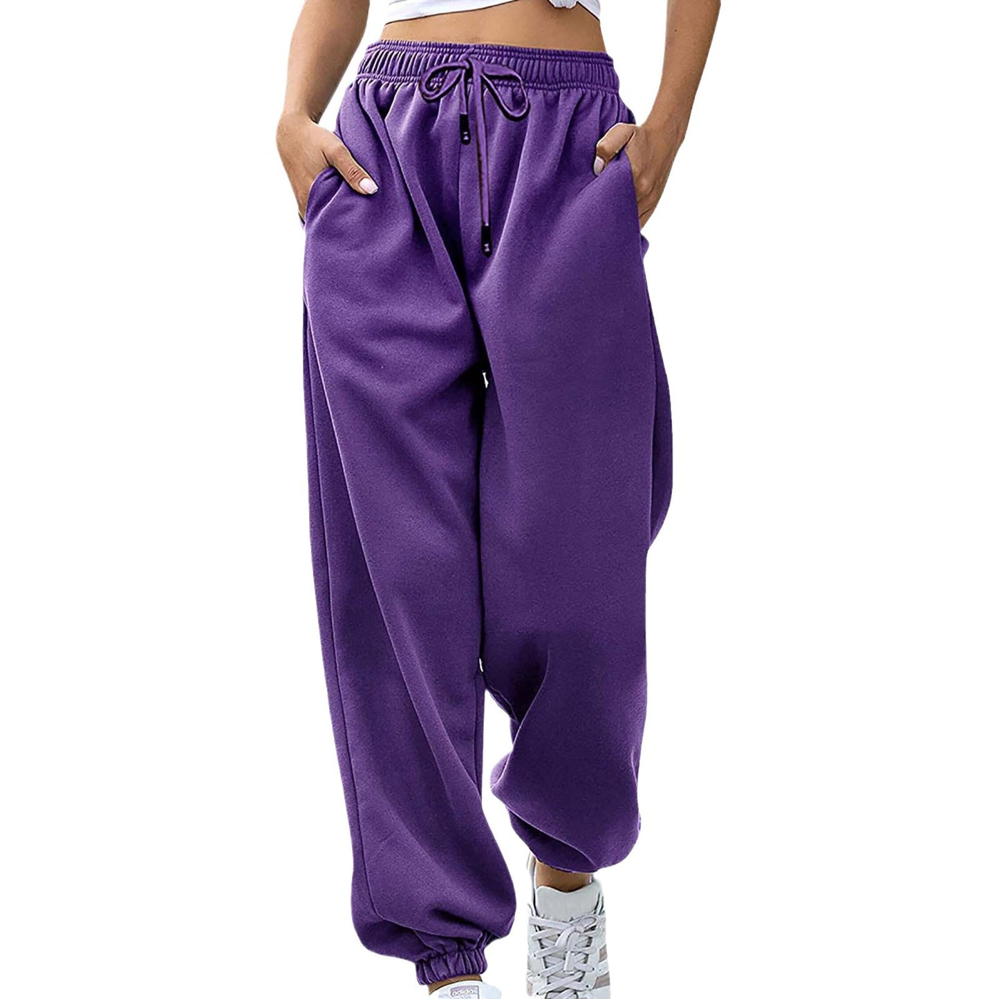Women's Loose Leisure Sports Drawstring Wide Leg Ankle Banded Pants