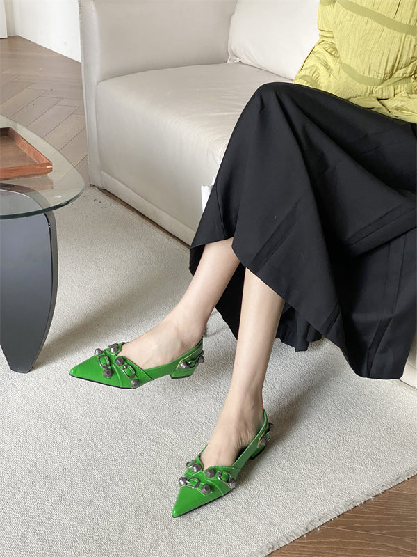 Pointed Rhinestone Chain Single Shoes Spring And Summer