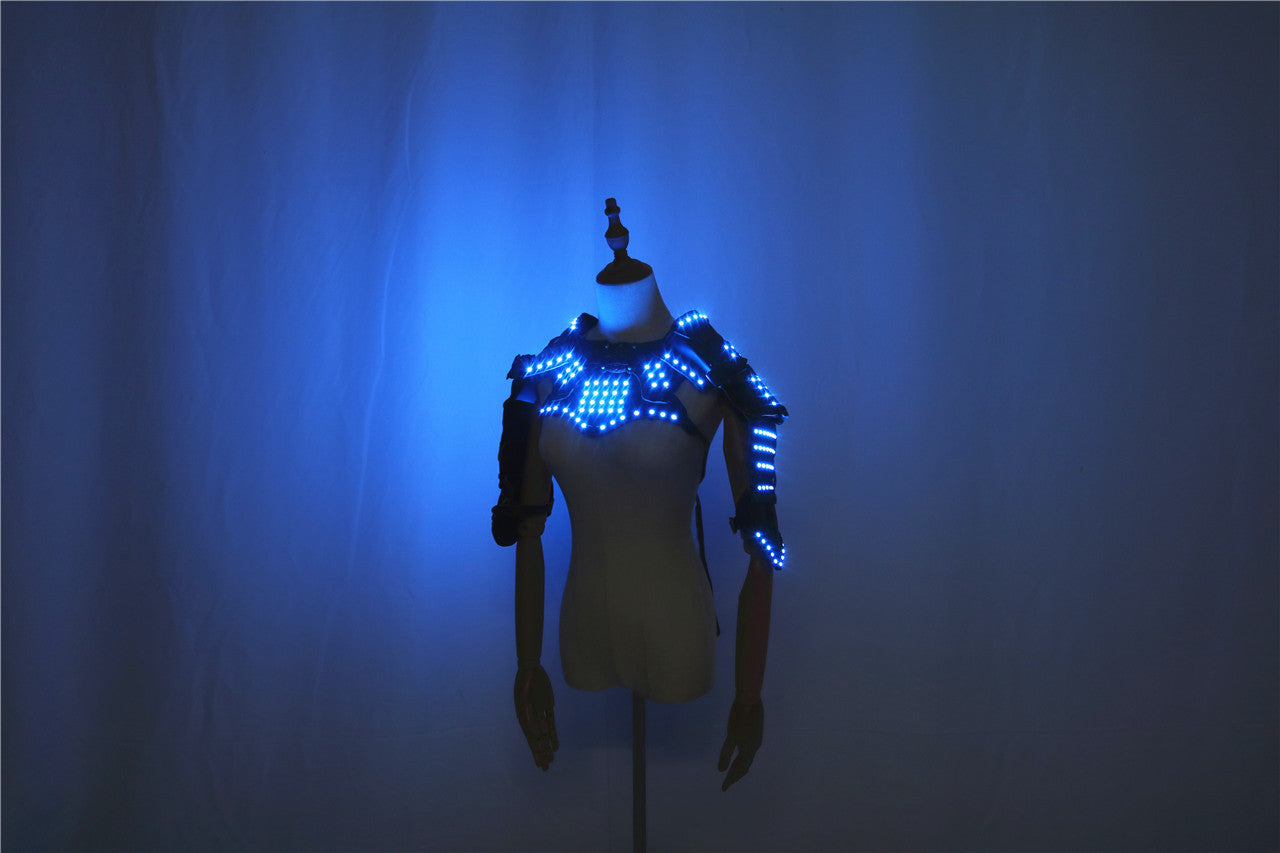 Glowing LED Clothes Armor Shawl PU Leather