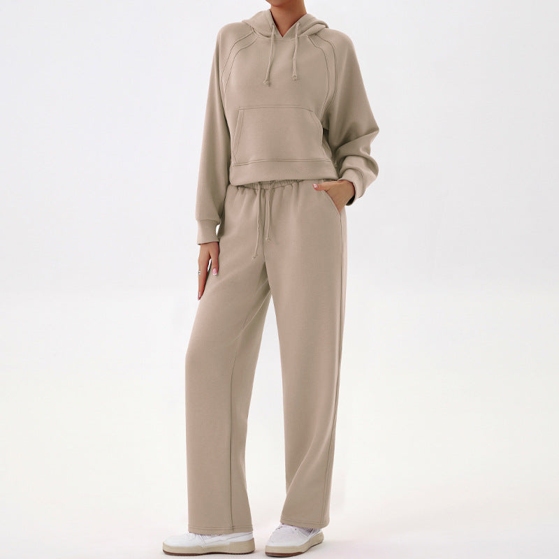 Casual Sweatshirt Sports Outfit Top Wide Leg Pants Two-piece Set