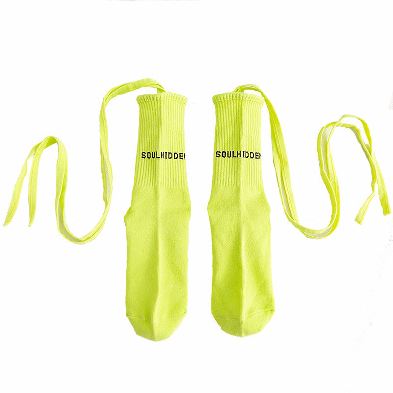 Cross Tie Socks Female Ins Eye-catching Tide Socks Calf Socks Medium Tube Socks