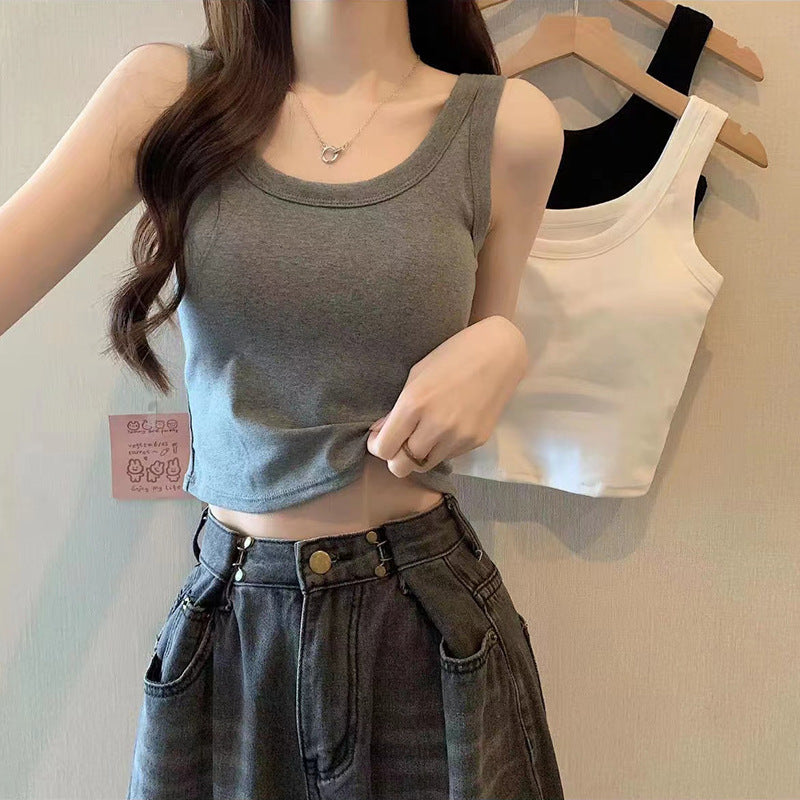 Cotton Vest Summer With Chest Pad Fixed Cup Versatile Inner Match