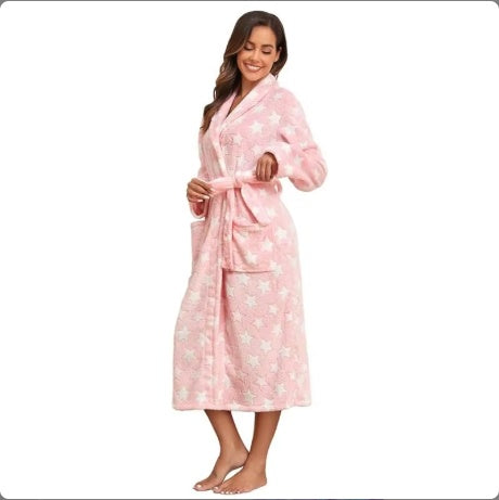 Local Stock Plush Oversize Winter Soft Warm Long Flannel Bathrobe With Hooded Women Thick Night Fleece Bath Robes Dressing