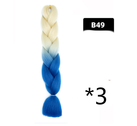 Color Big Braid African Chemical Fiber High Temperature Silk Wig Gradient
