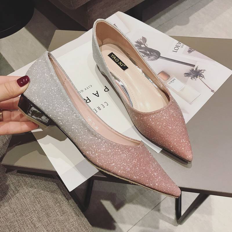 Women's Fashion Gradient Color Low Heeled Flat Shoes