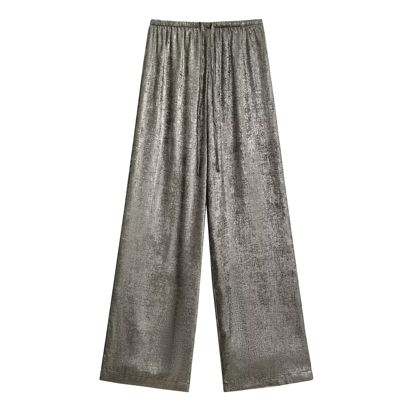 Elastic Waist Loose Glossy Casual Trousers
