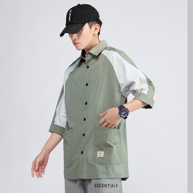 Men's Korean Style Colorblock Casual Shirt