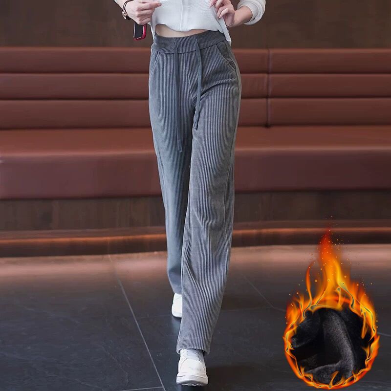Women's Wide-leg Pants Autumn And Winter New High Waist Drooping Straight Thickening Pants