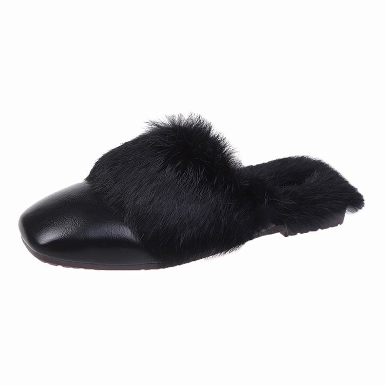 Female Flat-bottom Square Toe Baotou Half Drag