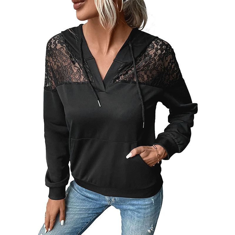 Autumn And Winter New Long Sleeve Black  Women's Hoodie Sweater