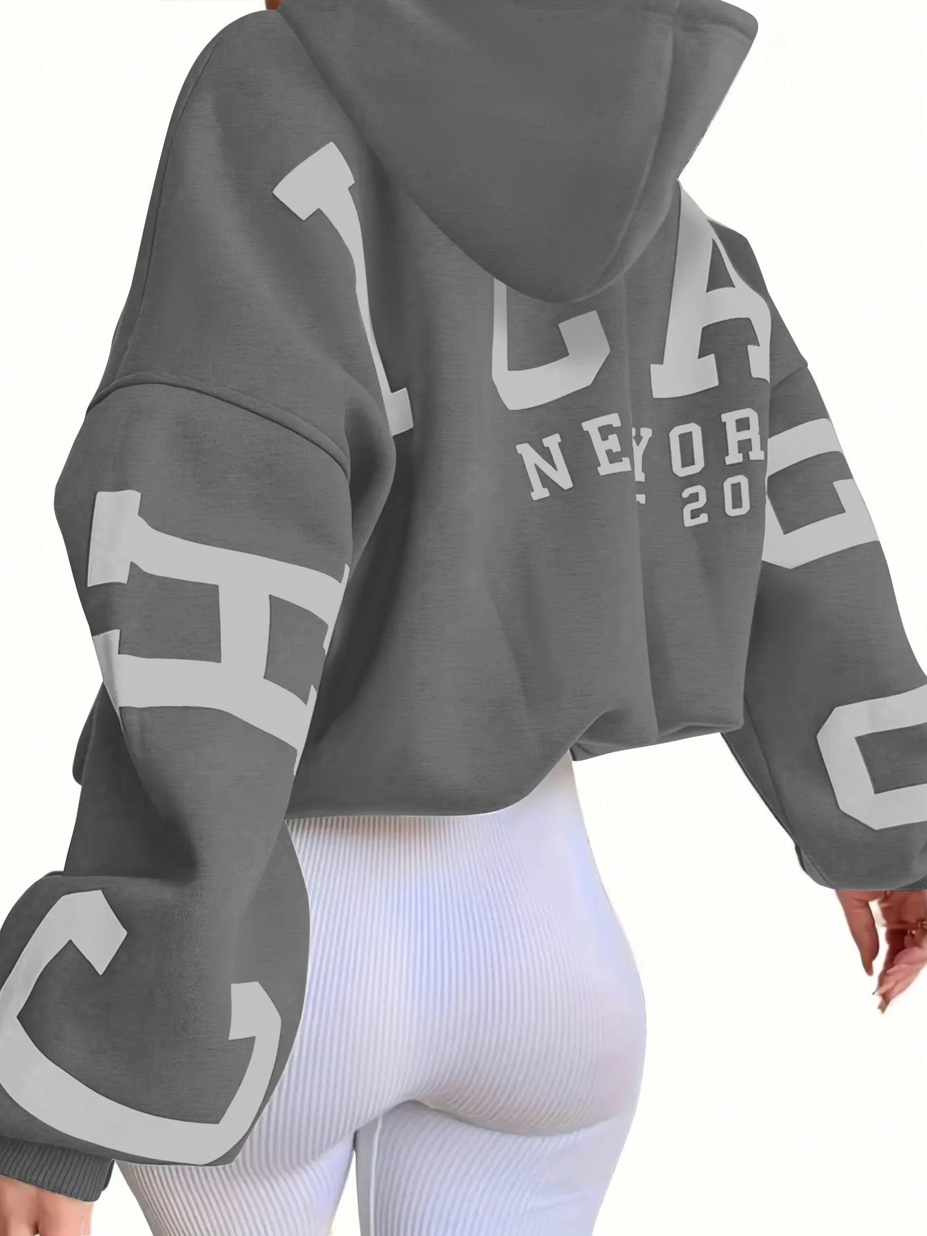 Sweater til kvinder med bogstavtryk og hætte